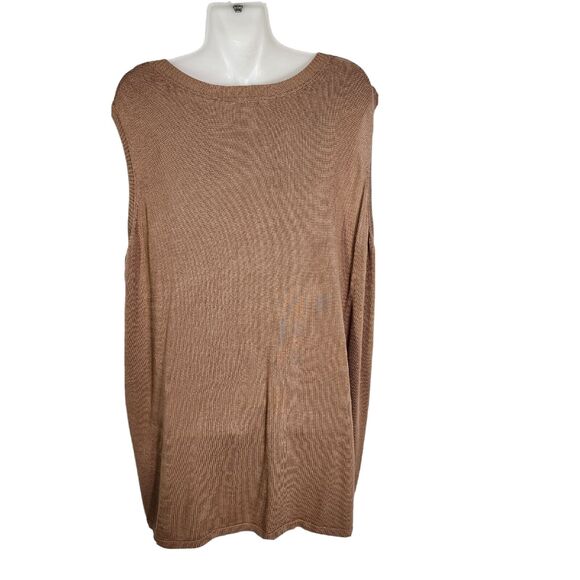 Isaac Mizrahi Live Womens Sweater Tank Sz 3X Brown Knit Ribbed Crew Neck A393431 - Picture 2 of 8